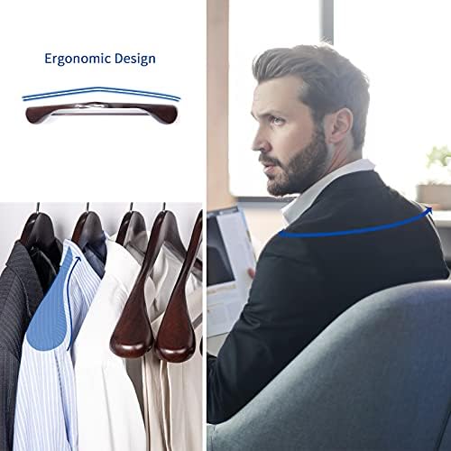 Nature Smile Luxury Mahogany Wooden Suit Hangers - 6 Pack - Wood Coat Hangers...