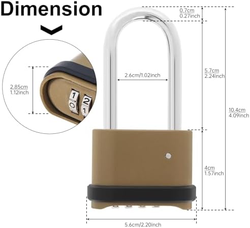 4 Digit Combination Lock, 4 Pack Heavy Duty Combination Padlock with 2.5 Inch...