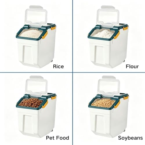 2 Pack 25lbs Rice Storage Container with Wheels, Flour and Sugar Container