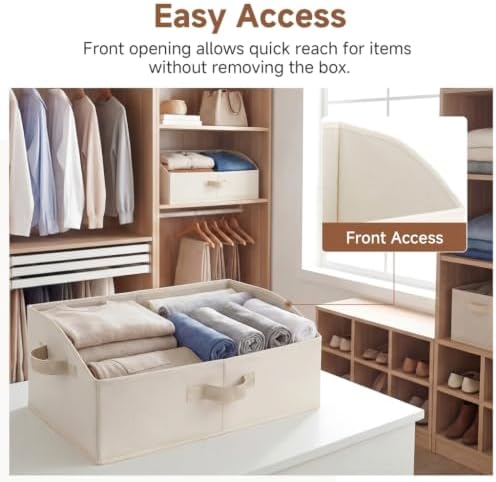 StorageWorks Trapezoid Storage Bins, Beige (Cottlyn Fabric), Large, 3-Pack