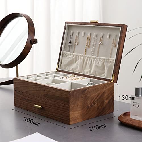 High-end Solid Wood Jewelry Storage Box Ladies Retro Wooden Necklace Jewelry ...