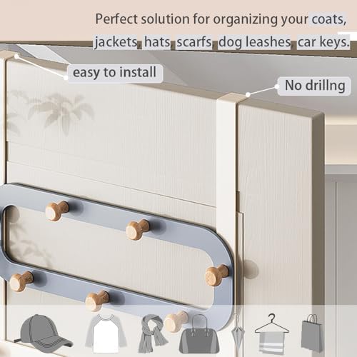 Over the Door Hook Rack, 14-Hook Coat Hanger for Clothes, Bags, Towels