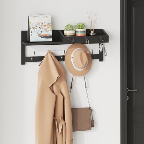 AMBIRD Wall Hooks with Shelf, 26.57 Inch Entryway Wood Coat Hooks for Wall, C...