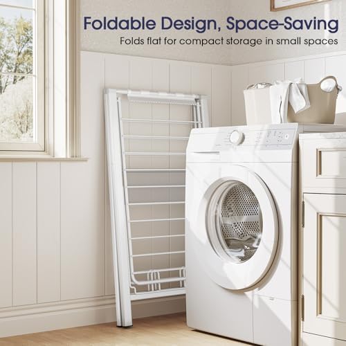 APEXCHASER Clothes Drying Rack, 67.3" L Height Adjustable, Foldable, White