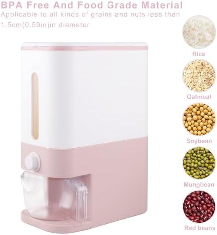 Rubtlamp 22.5-25 Lbs Pink Rice Dispenser, Rice Storage Container, Pink Rice S...