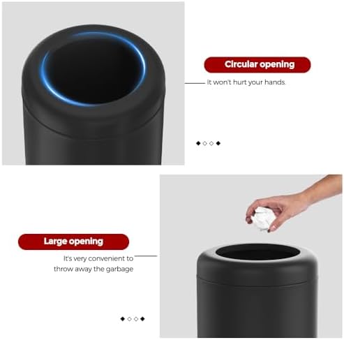 10L/2.6GAL Black Bathroom Trash Can