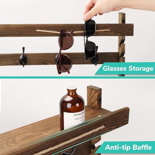 AMBIRD Wall Hooks with Shelf 28.9inch Entryway Wall Hanging Shelf, Wood Coat ...
