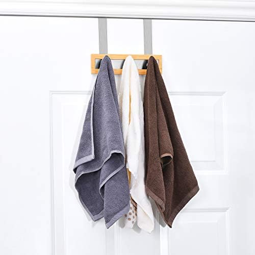 ToiletTree Products Bamboo Stainless Steel Over-the-Door Towel Hooks - Durabl...