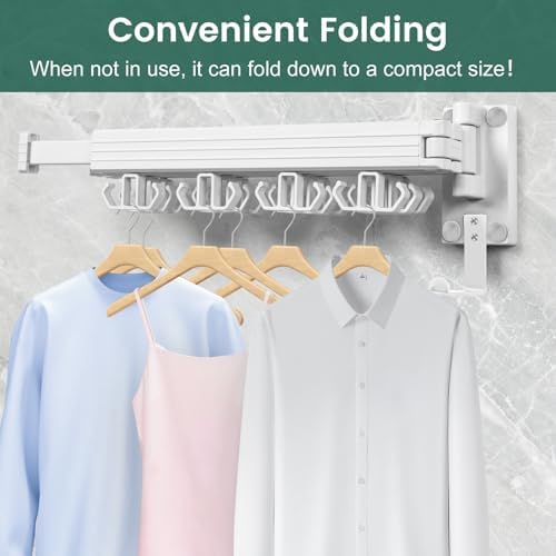 Kelisiting Wall Mounted Clothes Drying Rack, Laundry Drying Rack Wall Mount, ...