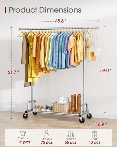 Sakugi Clothes Rack - Large-Capacity Clothing Racks for Hanging Clothes with ...