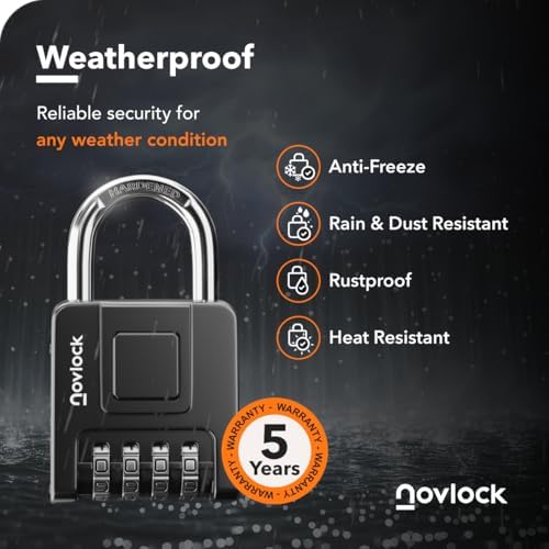 Combination Lock for Outdoor & Indoor, Weatherproof Combo Padlock