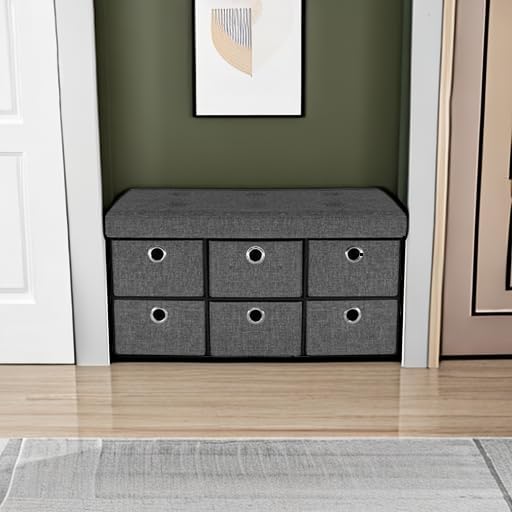 Sorbus Storage Ottoman with Drawers, Collapsible Bench