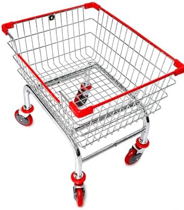 Laundry Cart Chrome Coated with Double Pole Rack, 2.5-Bu (Red or Blue Trim) (...