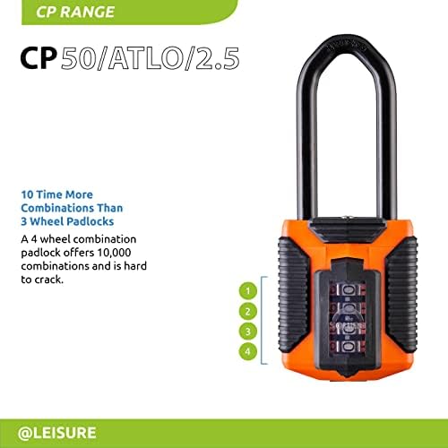 Squire Heavy Duty Combination Padlock | Long Shackle | CP50ATLO/2.5 | All Ter...