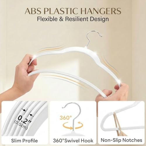 SMARTOR Plastic Hangers 50 Pack - Thin Clothes Hangers Heavy Duty