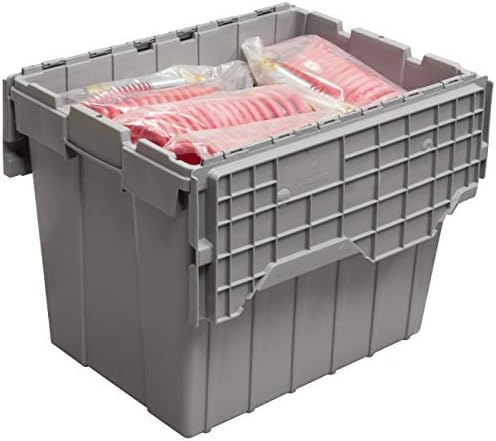 Akro-Mils 39170 Industrial Plastic Storage Tote with Hinged Attached Lid, (21...