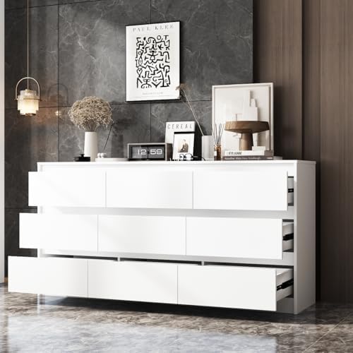 9 Drawer Dresser for Bedroom with Deep Drawers, Large Floor Wood Dressers &am...