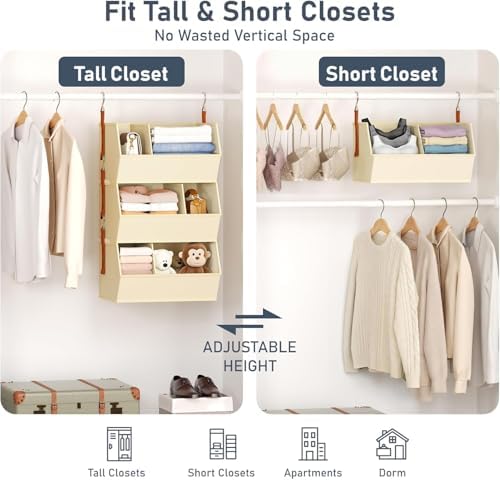 Hanging Closet Organizer Extra Large, Clothes Hanging Shelves for Closet with...