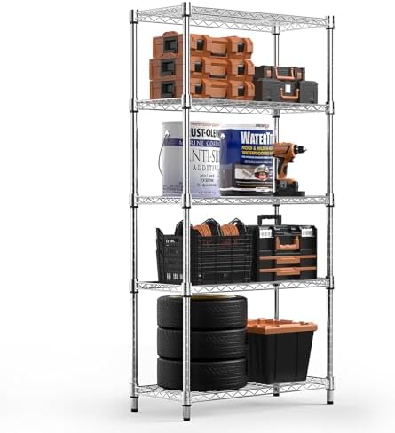M MZG 2 PCS Storage Shelving Utility Shelving Unit 5-Tier Utility Shelving Un...