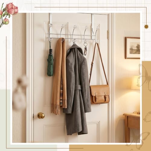 Over The Door Towel Hooks with Crystal Knobs, 10 Hook Heavy Duty Doors Hanger...