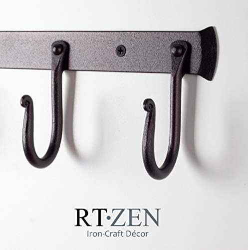 RTZEN Classic Farmhouse Wall Mount Multi-Use Wrought Iron Hook Set (3 Pack)