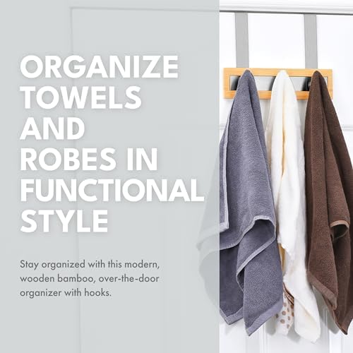 ToiletTree Products Bamboo Stainless Steel Over-the-Door Towel Hooks - Durabl...
