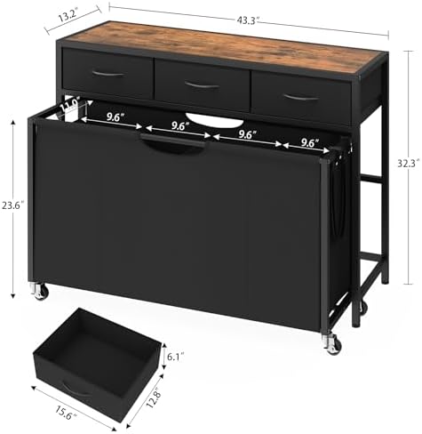 Laundry Sorter, Rolling Laundry Hamper with 4 Section Pull-Out Bags, 300L Lar...
