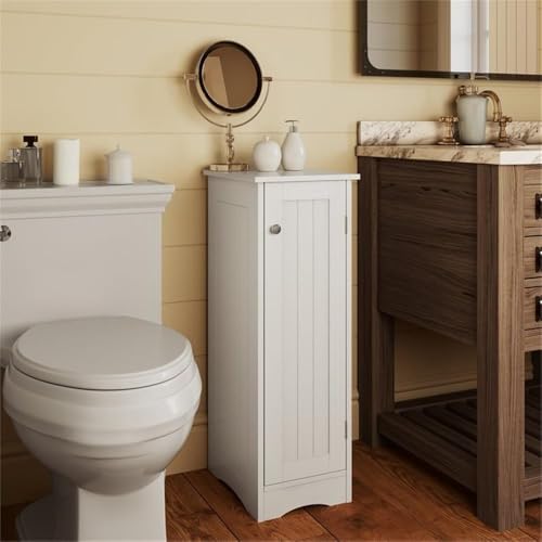 RiverRidge Ashland Single Door Slim Bathroom Storage Cabinet, White