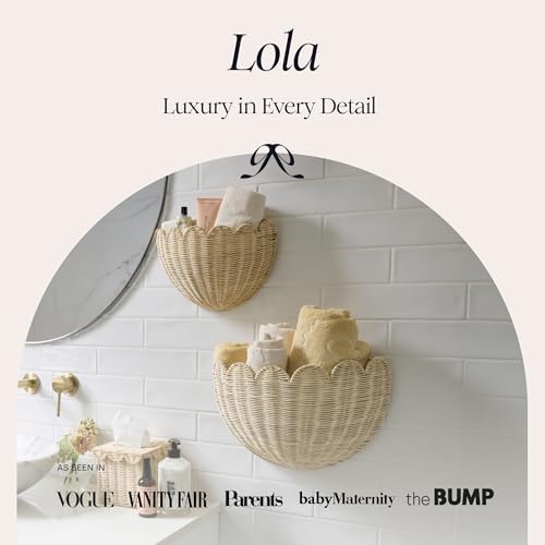 BEBE BASK The Original Scalloped Wicker Wall Basket – Set of 2 (16x10x7 In)