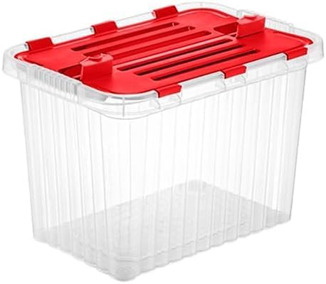 Superio Red Storage Box with Red Hinged Lids, 2 Pack Plastic Container Bins f...