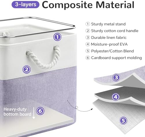 13x13 Inch Foldable Fabric Cube Storage Bins with Handles 6 Pack