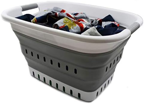 SAMMART 37L (9.77 gallon) Collapsible Plastic Laundry Basket - Foldable Pop U...