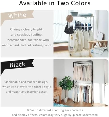 lumizone Folding Clothing Rack with Wheels Expandable Black