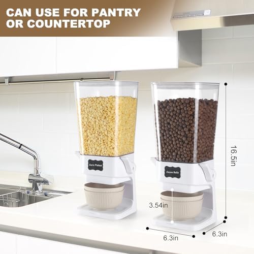 Cereal Dispenser Countertop with Cereal Bowls,16 Labels & Pen, Cereal Con...