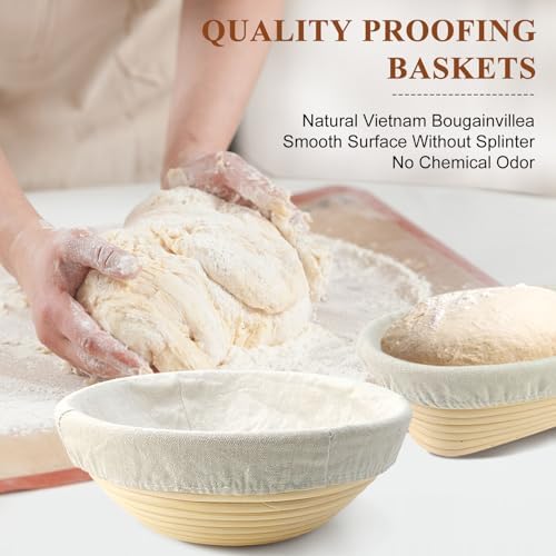Sourdough Banneton Set of 2, 9-Inch Round & 10-Inch Oval Baskets