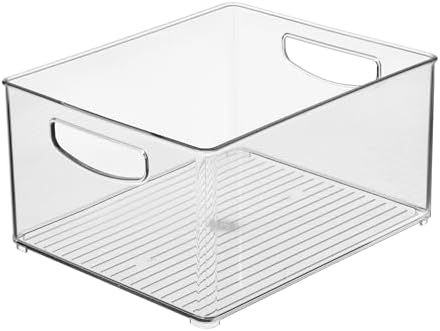 iDesign Stackable Clear Plastic Bin with Handles, 2-Pack