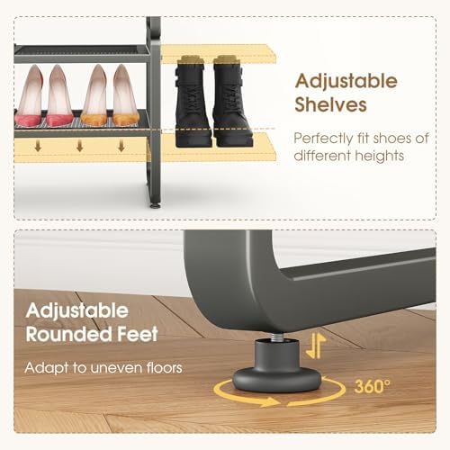 SAYZH Expandable Shoe Rack for Closet, Adjustable Metal Shoe Organizer with S...