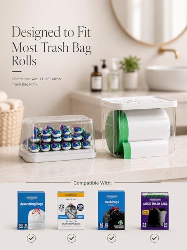 Trash Bag Dispenser Dishwasher Pods Organizer, Clear Acrylic Garbage Bag Hold...