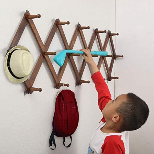 WEBI Accordion Wall Hanger, Wooden Coat Rack Wall Mounted, Hat & Cap Hook...