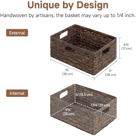 StorageWorks Wicker Storage Baskets,Decorative Baskets for Home Decor,1Pack