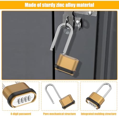 Combination Lock, 4-Digit Weatherproof Padlock 105mm, 8 Pack