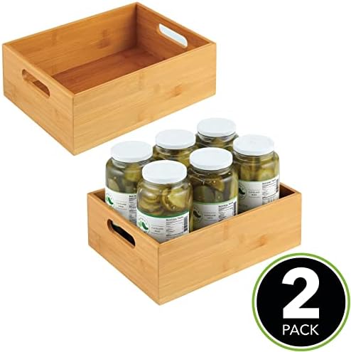 mDesign Kitchen Storage Box - Large Wooden Box with Handles - Bamboo Kitchen ...