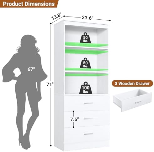 Aheaplus 23.6" Closet Drawers System, Closet System with 3 Drawers, White
