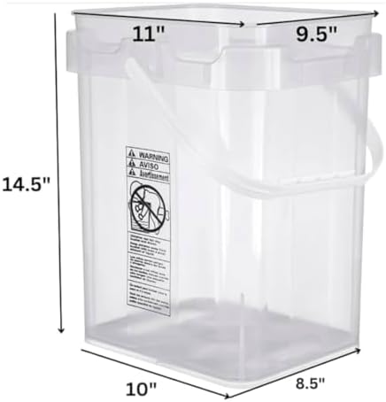 House Naturals 4 Gallon Food Grade Plastic Square Clear Bucket Pail with lid ...