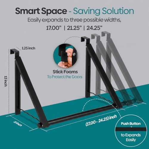 HOLDN’ STORAGE Over The Door Hanger Rack Foldable, Black