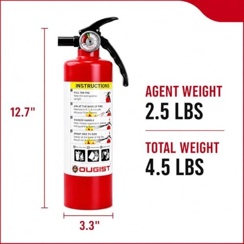 OUGIST ABC Fire Extinguisher, 2.5 lb Dry Chemical, 1A:10B:C Rated Multipurpos...