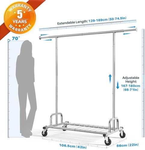 HOKEEPER Clothing Garment Rack Capacity 525LBS Collapsible Clothes Rack