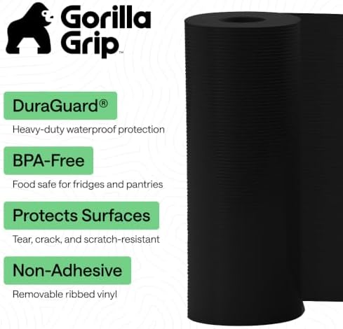GORILLA GRIP Shelf Liner, Non-Adhesive Cabinet Liners, 20"x20' Jet B...