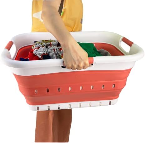 SAMMART Pack of 2 Collapsible Plastic Laundry Basket & Clothes Hamper, Co...