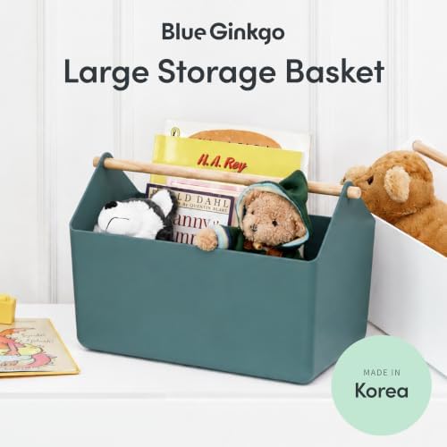 BLUE GINKGO Storage Basket, Large 10.5L, Green, Made in Korea
